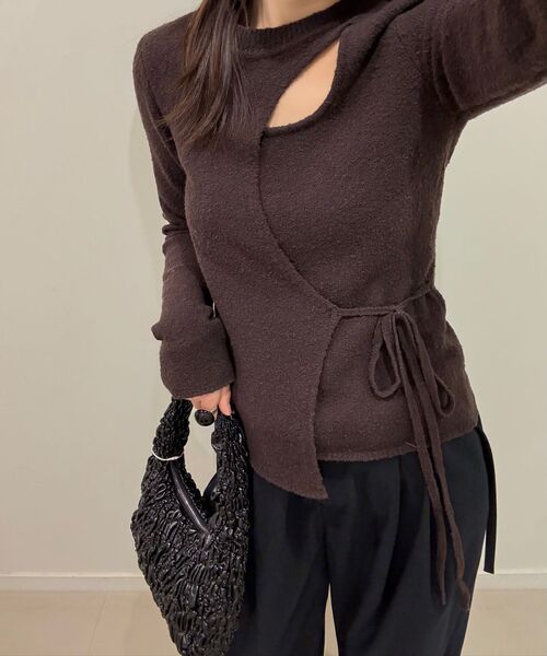 EN OR(エンオール)の「SIDE STRING SOFT KNIT - BROWN(ニット/セーター・レディース・その他・FREE)」の5枚目の写真