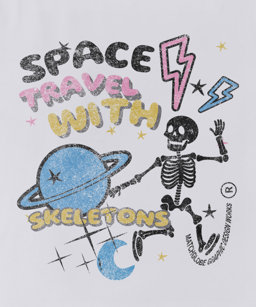 MATCHGLOBE（マッチグローブ）の「スペーススケルトンオーバーフィットティー（ホワイト）（Tシャツ/カットソー・レディース・その他・FREE）」の4枚目の写真