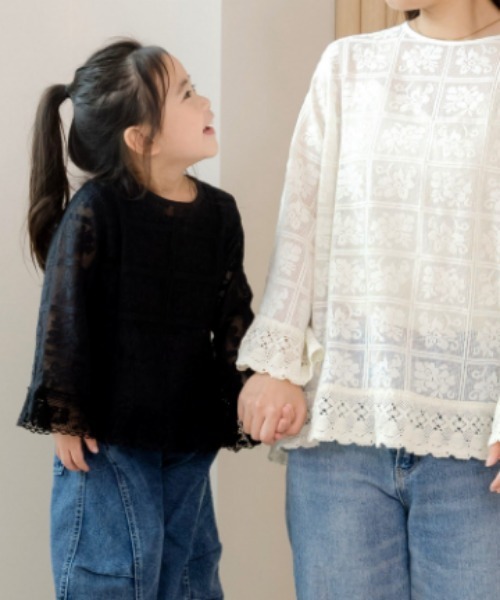 MAKE YOUR DAY（メイクユアデイ）の「ママとおそろいレースブラウス■80～140cm（シャツ/ブラウス・キッズ・ブラック/アイボリー・80/90/100/110/120/130）」の10枚目の写真