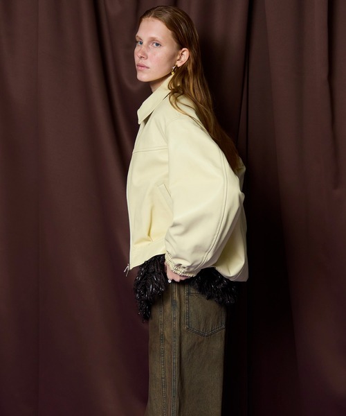 MAISON SPECIAL（メゾンスペシャル）の「Voluminous Leather Blouson/ボリューミーレザーブルゾン（ブルゾン・レディース・クリーム/ブラック・FREE）」の10枚目の写真