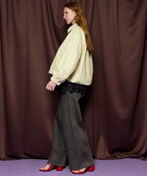 MAISON SPECIAL（メゾンスペシャル）の「Voluminous Leather Blouson/ボリューミーレザーブルゾン（ブルゾン・レディース・クリーム/ブラック・FREE）」の12枚目の写真