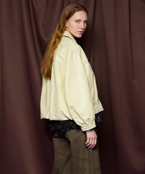 MAISON SPECIAL（メゾンスペシャル）の「Voluminous Leather Blouson/ボリューミーレザーブルゾン（ブルゾン・レディース・クリーム/ブラック・FREE）」の13枚目の写真