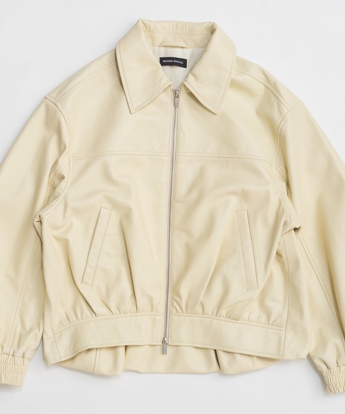 MAISON SPECIAL（メゾンスペシャル）の「Voluminous Leather Blouson/ボリューミーレザーブルゾン（ブルゾン・レディース・クリーム/ブラック・FREE）」の15枚目の写真