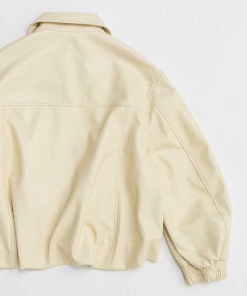 MAISON SPECIAL（メゾンスペシャル）の「Voluminous Leather Blouson/ボリューミーレザーブルゾン（ブルゾン・レディース・クリーム/ブラック・FREE）」の4枚目の写真
