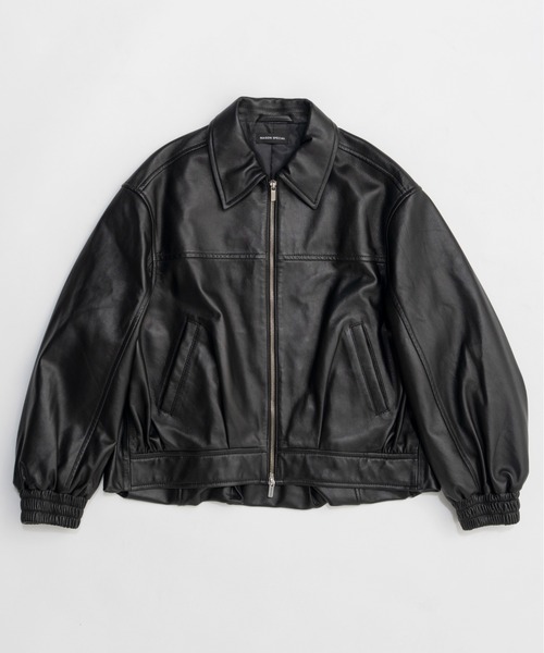 MAISON SPECIAL（メゾンスペシャル）の「Voluminous Leather Blouson/ボリューミーレザーブルゾン（ブルゾン・レディース・クリーム/ブラック・FREE）」の5枚目の写真