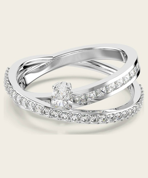 SWAROVSKI(スワロフスキー)の「【公式】【スワロフスキー】Hyperbola リング, ミックスカット, ホワイト, ロジウム・プレーティング(リング・レディース・ホワイト・58)」の1枚目の写真