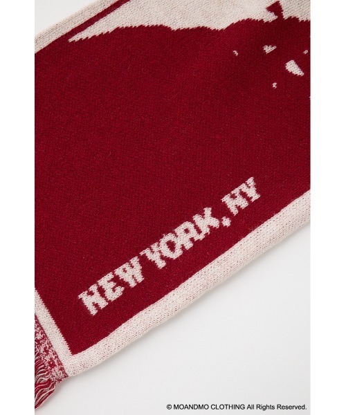 MOUSSY（マウジー）の「MOANDMO JACQUARD マフラー（ストール/ショール・レディース・マジェンタ/ネイビー・FREE）」の3枚目の写真