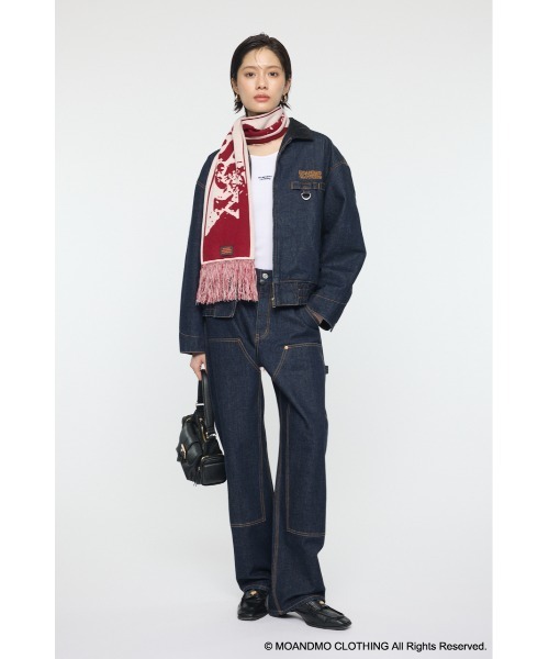 MOUSSY（マウジー）の「MOANDMO JACQUARD マフラー（ストール/ショール・レディース・マジェンタ/ネイビー・FREE）」の5枚目の写真