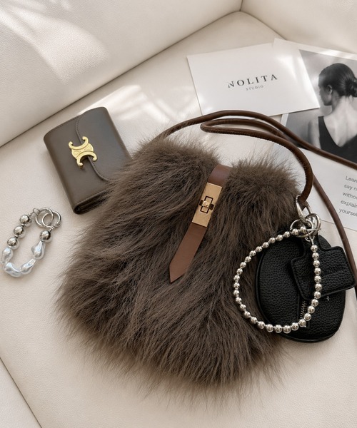 NOLITA LABORATORY（ノリータラボラトリー）の「【 NOLITA / ノリータ 】パールビーズ バッグチャーム 4点セット 小物入れ・タグチャーム・ビーズループ付き キーリング（チャーム・レディース・ブラック・FREE）」の8枚目の写真