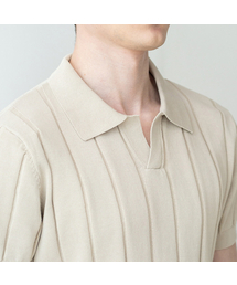 ALLCLASSIC（オールクラシック）の「ALCKT029 Washable Lip Open Collar Knit_beige（ポロシャツ）」
