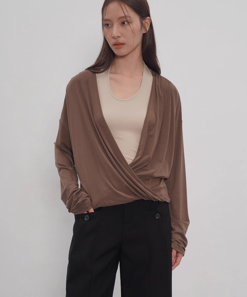 EIGHTHMONTH(エイスマンス)の「クロスドレープレイヤードトップス EM25a150【EIGHTHMONTH】(Tシャツ/カットソー・レディース・ブラウン/グレー・M/S)」の20枚目の写真