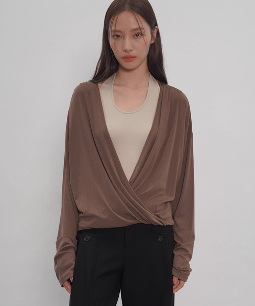 EIGHTHMONTH(エイスマンス)の「クロスドレープレイヤードトップス EM25a150【EIGHTHMONTH】(Tシャツ/カットソー・レディース・ブラウン/グレー・M/S)」の18枚目の写真