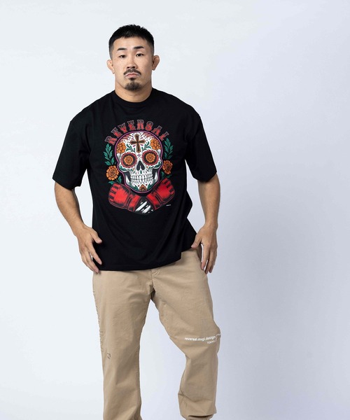 reversal.dogi.design.works(リバーサル・ドーギ・デザイン・ワークス)の「<reversal/リバーサル>CALAVERA OVER SIZE COTTON TEE(Tシャツ/カットソー・メンズ・ブラック/ホワイト・X-LARGE/MEDIUM/LARGE/XX-LARGE)」の8枚目の写真