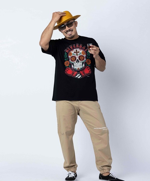 reversal.dogi.design.works(リバーサル・ドーギ・デザイン・ワークス)の「<reversal/リバーサル>CALAVERA OVER SIZE COTTON TEE(Tシャツ/カットソー・メンズ・ブラック/ホワイト・X-LARGE/MEDIUM/LARGE/XX-LARGE)」の9枚目の写真