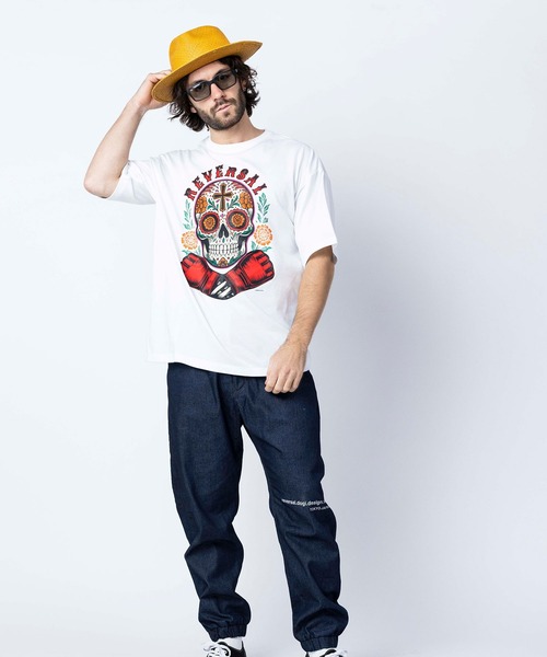 reversal.dogi.design.works(リバーサル・ドーギ・デザイン・ワークス)の「<reversal/リバーサル>CALAVERA OVER SIZE COTTON TEE(Tシャツ/カットソー・メンズ・ブラック/ホワイト・X-LARGE/MEDIUM/LARGE/XX-LARGE)」の13枚目の写真