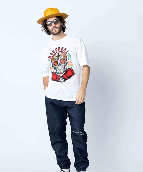 reversal.dogi.design.works（リバーサル・ドーギ・デザイン・ワークス）の「＜reversal/リバーサル＞CALAVERA OVER SIZE COTTON TEE（Tシャツ/カットソー・メンズ・ブラック/ホワイト・X-LARGE/MEDIUM/LARGE/XX-LARGE）」の14枚目の写真