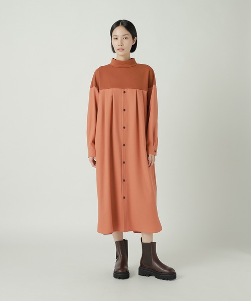 ZUCCa（ズッカ）の「シャツドッキングジャージィー / ワンピース / S（ワンピース・レディース・ブラック/ネイビー/オレンジ・M size）」の3枚目の写真