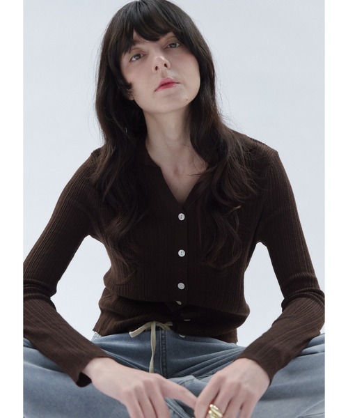 Shelly island（シェリーアイランド）の「スキッパーカーディガン（カーディガン/ボレロ・レディース・ブラウン/ホワイト/イエロー・FREE）」の3枚目の写真