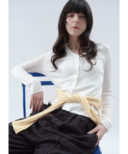 Shelly island（シェリーアイランド）の「スキッパーカーディガン（カーディガン/ボレロ・レディース・ブラウン/ホワイト/イエロー・FREE）」の2枚目の写真