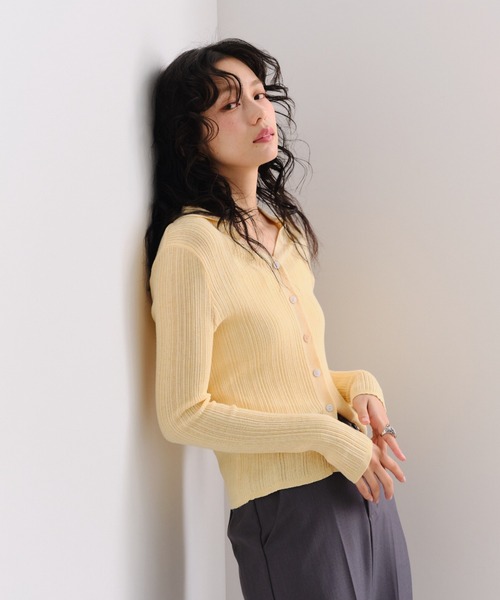 Shelly island（シェリーアイランド）の「スキッパーカーディガン（カーディガン/ボレロ・レディース・ブラウン/ホワイト/イエロー・FREE）」の14枚目の写真