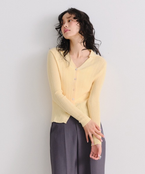 Shelly island（シェリーアイランド）の「スキッパーカーディガン（カーディガン/ボレロ・レディース・ブラウン/ホワイト/イエロー・FREE）」の12枚目の写真