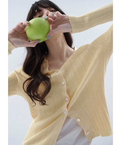 Shelly island（シェリーアイランド）の「スキッパーカーディガン（カーディガン/ボレロ・レディース・ブラウン/ホワイト/イエロー・FREE）」の4枚目の写真