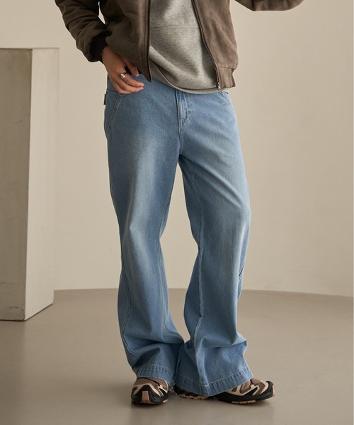 NO NEED(ノーニード)の「フレアデニムパンツ(デニムパンツ・メンズ・ネイビー/ブラック/サックスブルー・M/L/LL)」の1枚目の写真