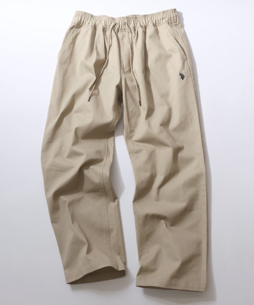 U.S. POLO ASSN.(ユーエスポロアッスン)の「U.S. POLO ASSN./ユーエスポロアッスン ワンポイント刺繍 ツイル 2タック ワイドパンツ イージーパンツ(チノパンツ・メンズ・ベージュ/ブラック/アイボリー・L/M)」の3枚目の写真