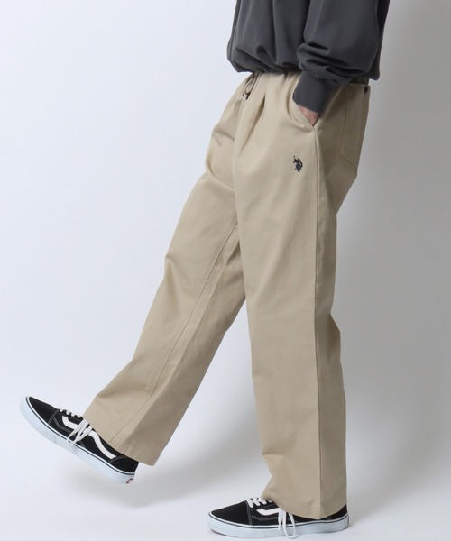 U.S. POLO ASSN.(ユーエスポロアッスン)の「U.S. POLO ASSN./ユーエスポロアッスン ワンポイント刺繍 ツイル 2タック ワイドパンツ イージーパンツ(チノパンツ・メンズ・ベージュ/ブラック/アイボリー・L/M)」の22枚目の写真