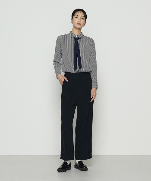 COMME CA（コムサ）の「〔 TALLサイズ 〕 デシンストライププリント ボウタイシャツ（シャツ/ブラウス・レディース・グレー・15号）」の5枚目の写真