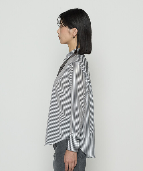 COMME CA（コムサ）の「〔 TALLサイズ 〕 デシンストライププリント ボウタイシャツ（シャツ/ブラウス・レディース・グレー・15号）」の9枚目の写真