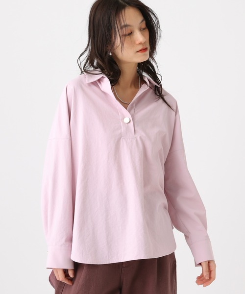 Elura(エルーラ)の「アイロンいらずスキッパーシャツ/634736(シャツ/ブラウス・レディース・キャメル/ダークブラウン/ブラウン/ライトピンク/ライトブルー/オフホワイト・FREE)」の20枚目の写真