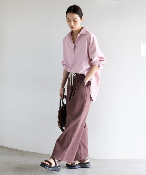 Elura(エルーラ)の「アイロンいらずスキッパーシャツ/634736(シャツ/ブラウス・レディース・キャメル/ダークブラウン/ブラウン/ライトピンク/ライトブルー/オフホワイト・FREE)」の11枚目の写真