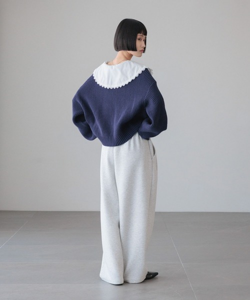 LOWRYS FARM（ローリーズファーム）の「レースカラーニットカーディガン　 646619（カーディガン/ボレロ・レディース・グレー/アイボリー/ネイビー・FREE）」の13枚目の写真