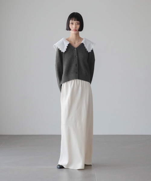 LOWRYS FARM（ローリーズファーム）の「レースカラーニットカーディガン　 646619（カーディガン/ボレロ・レディース・グレー/アイボリー/ネイビー・FREE）」の16枚目の写真