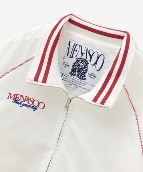 MENASOO(ミナス)の「Menasoo Hearttrack Nylon Baseball Jumper_White(ナイロンジャケット・レディース・ホワイト・F)」の3枚目の写真