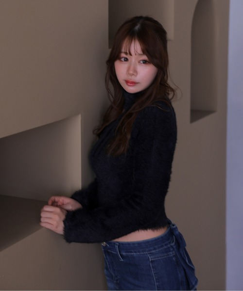 M DOLLY(エムドリー)の「*M DOLLY original* shaggy zita ribbon tops/シャギージータリボントップス(ニット/セーター・レディース・アイボリー/ブラック/キャメル・FREE)」の13枚目の写真