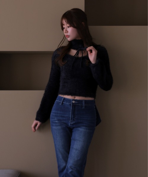 M DOLLY(エムドリー)の「*M DOLLY original* shaggy zita ribbon tops/シャギージータリボントップス(ニット/セーター・レディース・アイボリー/ブラック/キャメル・FREE)」の15枚目の写真