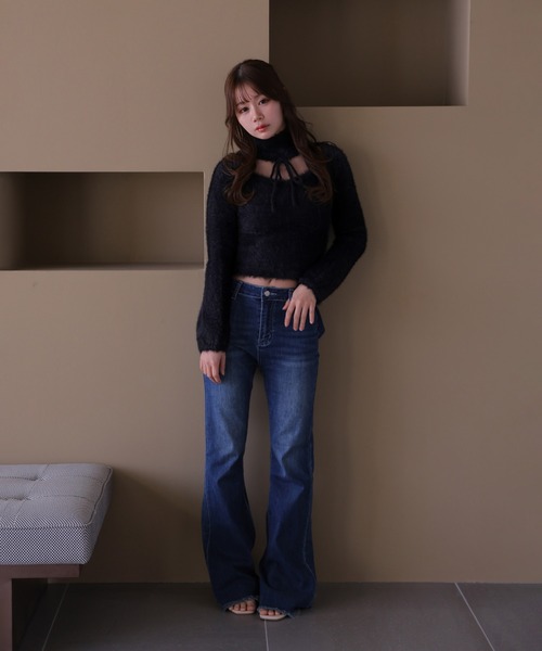 M DOLLY(エムドリー)の「*M DOLLY original* shaggy zita ribbon tops/シャギージータリボントップス(ニット/セーター・レディース・アイボリー/ブラック/キャメル・FREE)」の16枚目の写真