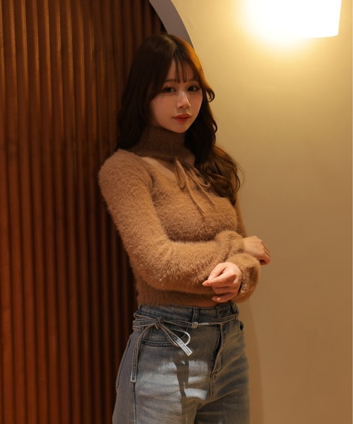 M DOLLY(エムドリー)の「*M DOLLY original* shaggy zita ribbon tops/シャギージータリボントップス(ニット/セーター・レディース・アイボリー/ブラック/キャメル・FREE)」の20枚目の写真