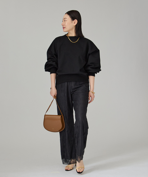 VERMEIL par iena（ヴェルメイユパーイエナ）の「《WEB限定》シルケットコットンスウェット（Tシャツ/カットソー・レディース・ブラック/アイボリー・FREE）」の3枚目の写真