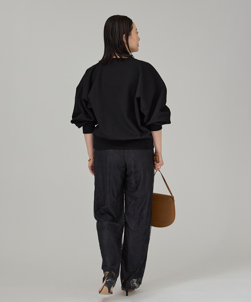 VERMEIL par iena（ヴェルメイユパーイエナ）の「《WEB限定》シルケットコットンスウェット（Tシャツ/カットソー・レディース・ブラック/アイボリー・FREE）」の5枚目の写真