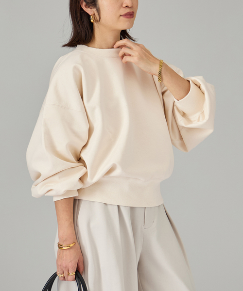 VERMEIL par iena（ヴェルメイユパーイエナ）の「《WEB限定》シルケットコットンスウェット（Tシャツ/カットソー・レディース・ブラック/アイボリー・FREE）」の12枚目の写真