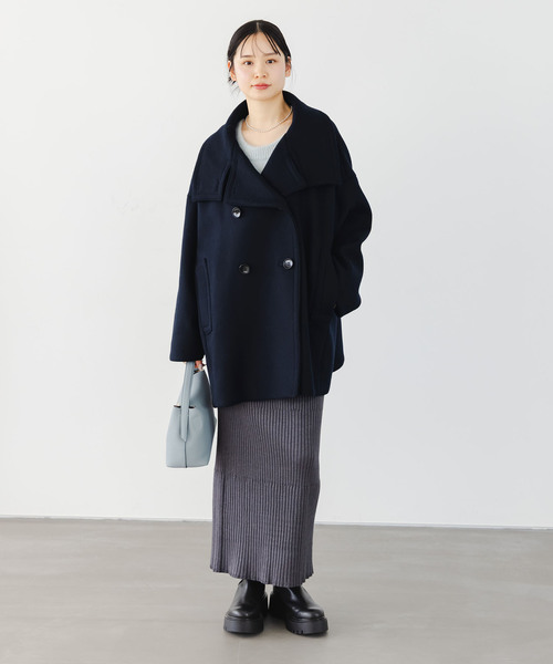 Noble(ノーブル)の「《追加》スタンドカラーオーバーコート(その他アウター・レディース・キャメル/ネイビー・FREE)」の6枚目の写真