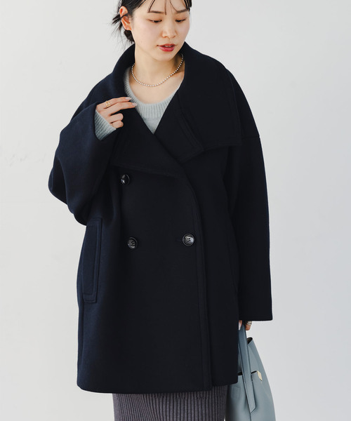 Noble(ノーブル)の「《追加》スタンドカラーオーバーコート(その他アウター・レディース・キャメル/ネイビー・FREE)」の8枚目の写真