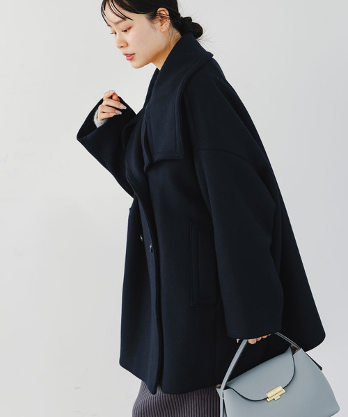 Noble(ノーブル)の「《追加》スタンドカラーオーバーコート(その他アウター・レディース・キャメル/ネイビー・FREE)」の9枚目の写真