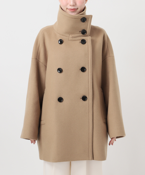 Noble(ノーブル)の「《追加》スタンドカラーオーバーコート(その他アウター・レディース・キャメル/ネイビー・FREE)」の14枚目の写真