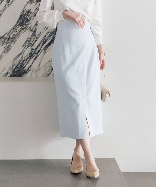 La boutique BonBon（ラブティックボンボン）の「【今すぐお届け！・サイズ展開】ドライオックスナロースカート（スカート・レディース・ピンク/ホワイト/サックスブルー/ネイビー・34/36/38）」の16枚目の写真