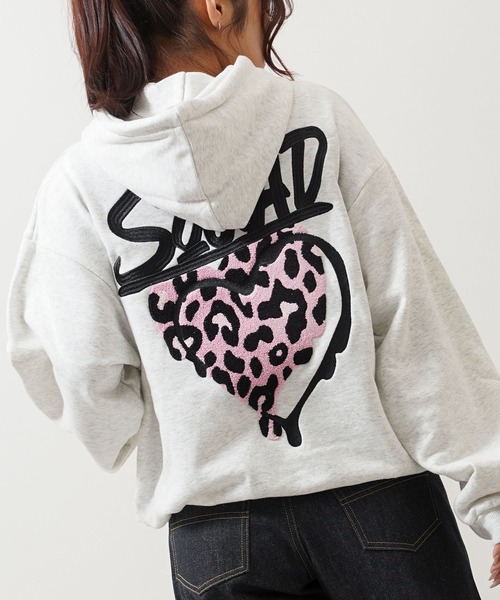 セール】レオパード ハート サガラ刺繍 プルパーカー / Leopard Heart