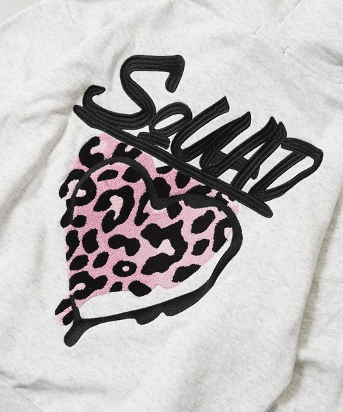 1111clothing(ワンフォークロージング)の「レオパード ハート サガラ刺繍 プルパーカー / Leopard Heart Sagara Embroidery Pullover Hoodie(パーカー・メンズ・ブラック系2/ブラック系1/ホワイト系2/ホワイト系1・M/L)」の15枚目の写真